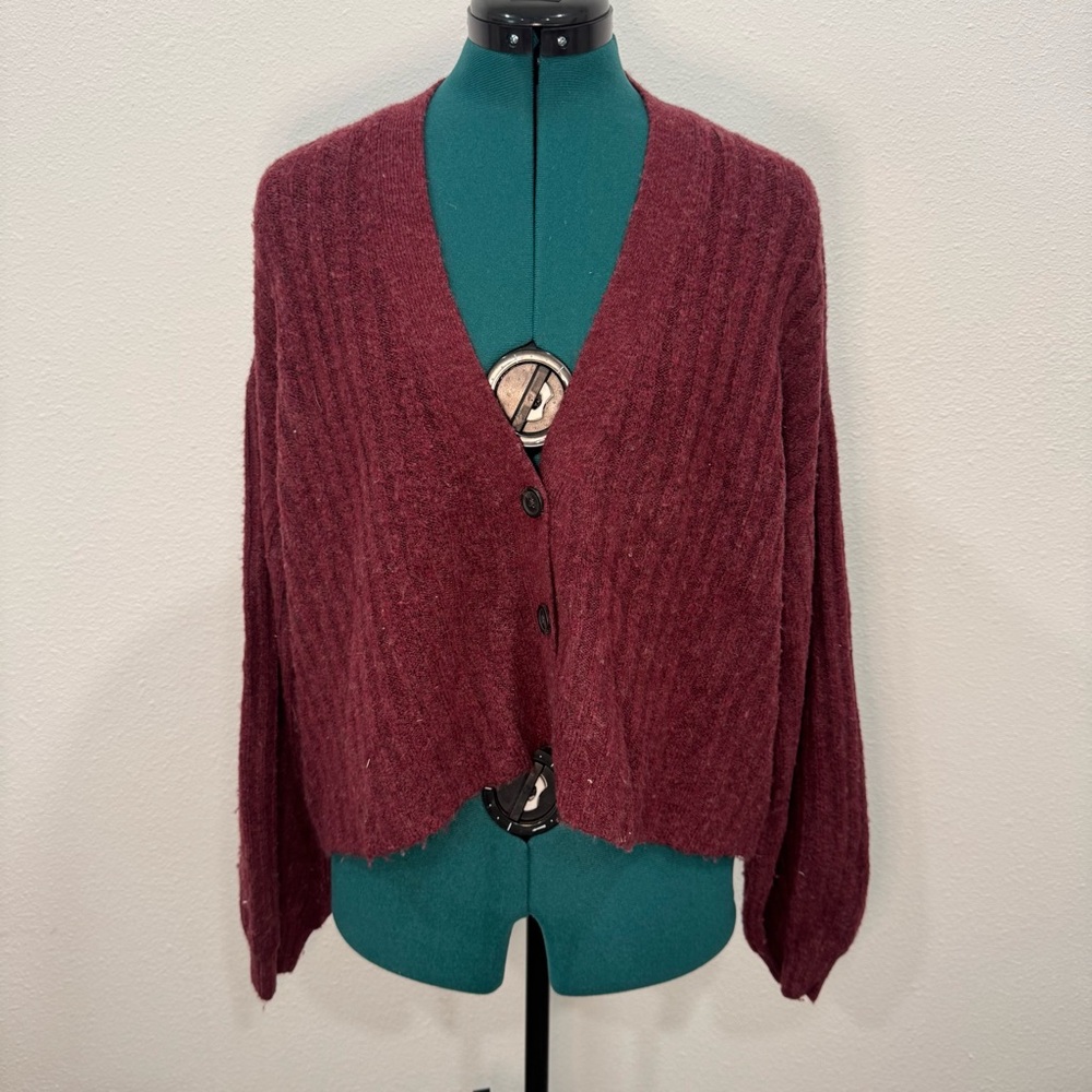 American Eagle Outfitters Maroon Cardigan